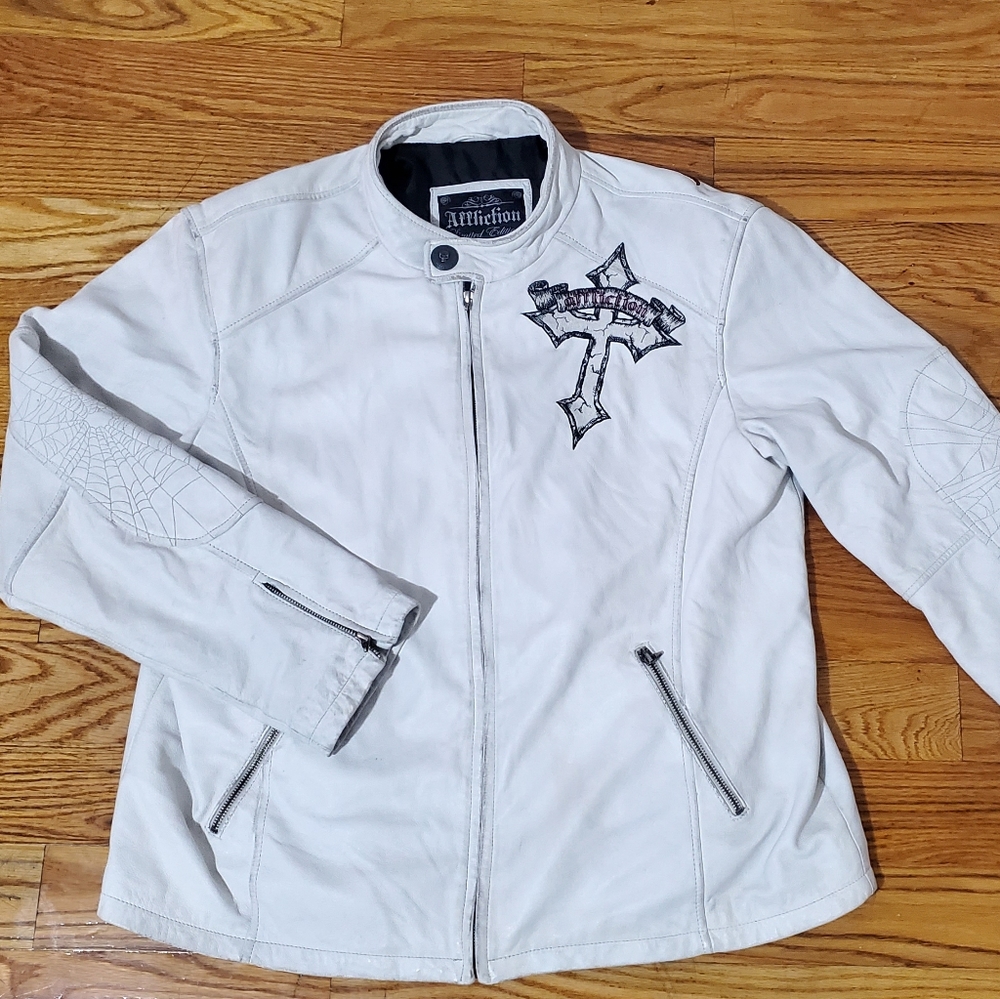 LIMITED EDITION AFFLICTION WHITE LEATHER JACKET